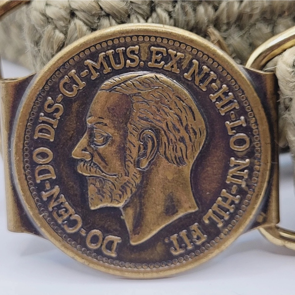Vintage King George V Coin Belt Buckle Brass Collectible